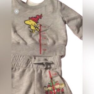 Charlie Brown Peanuts Gang Christmas Sweatsuit Baby 3-6 Mos Linus Lucy Woodstock